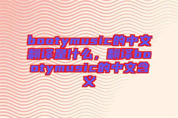 bootymusic的中文翻譯是什么，翻譯bootymusic的中文含義