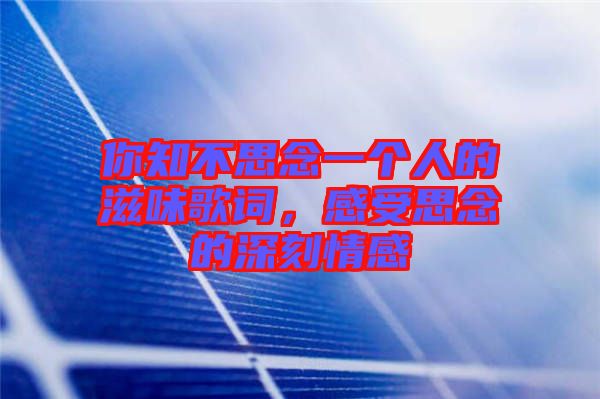 你知不思念一個人的滋味歌詞，感受思念的深刻情感