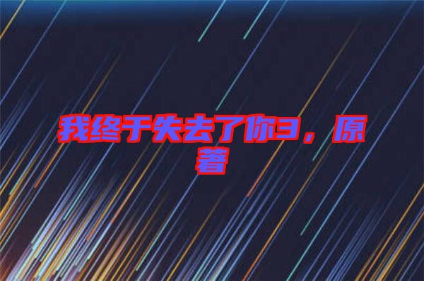 我終于失去了你3，原著