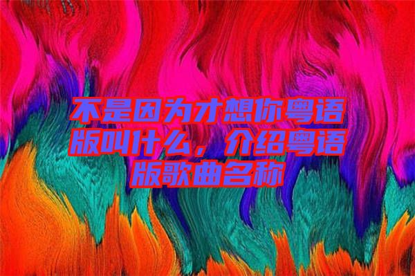 不是因?yàn)椴畔肽慊浾Z(yǔ)版叫什么，介紹粵語(yǔ)版歌曲名稱(chēng)