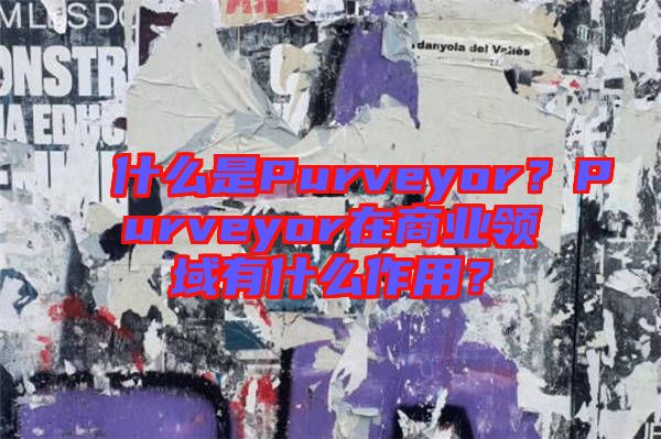 什么是Purveyor？Purveyor在商業領域有什么作用？