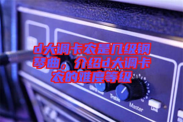d大調卡農是幾級鋼琴曲，介紹d大調卡農的難度等級
