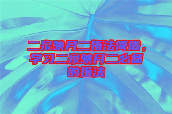 二泉映月二指法簡譜，學習二泉映月二必備的指法