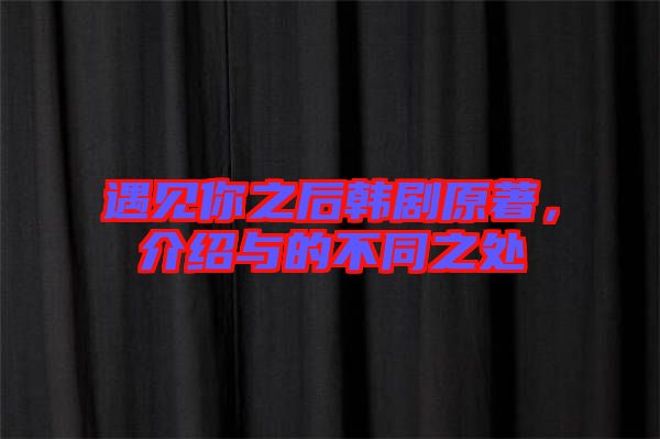 遇見你之后韓劇原著，介紹與的不同之處