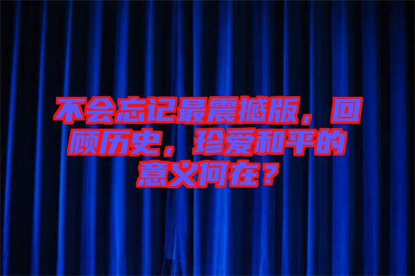 不會(huì)忘記最震撼版，回顧歷史，珍愛(ài)和平的意義何在？