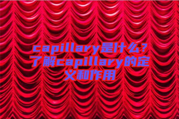 capillary是什么？了解capillary的定義和作用