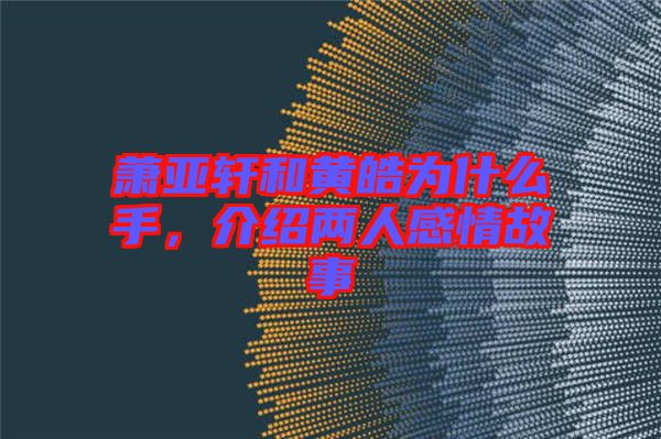 蕭亞軒和黃皓為什么手，介紹兩人感情故事