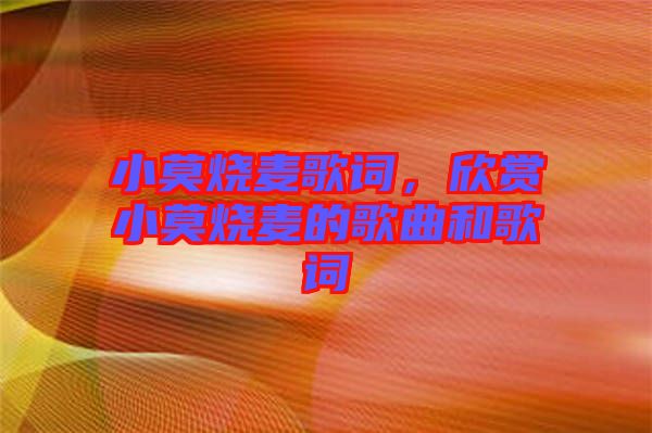 小莫燒麥歌詞，欣賞小莫燒麥的歌曲和歌詞