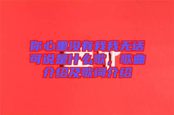 你心里沒有我我無話可說是什么歌，歌曲介紹及歌詞介紹