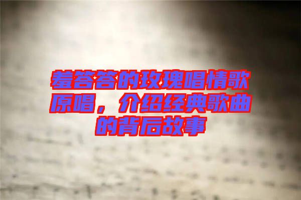 羞答答的玫瑰唱情歌原唱，介紹經典歌曲的背后故事