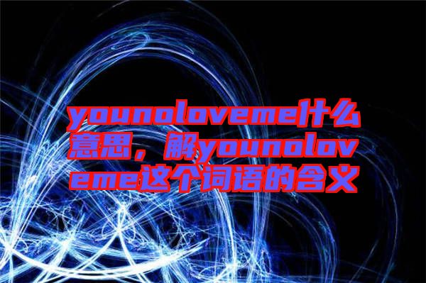 younoloveme什么意思，解younoloveme這個詞語的含義