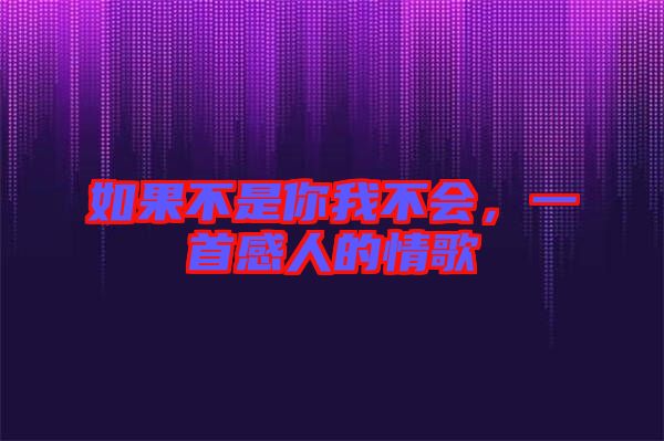 如果不是你我不會，一首感人的情歌