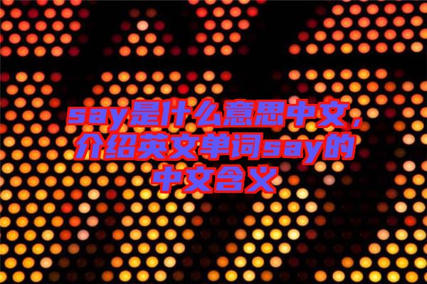 say是什么意思中文，介紹英文單詞say的中文含義